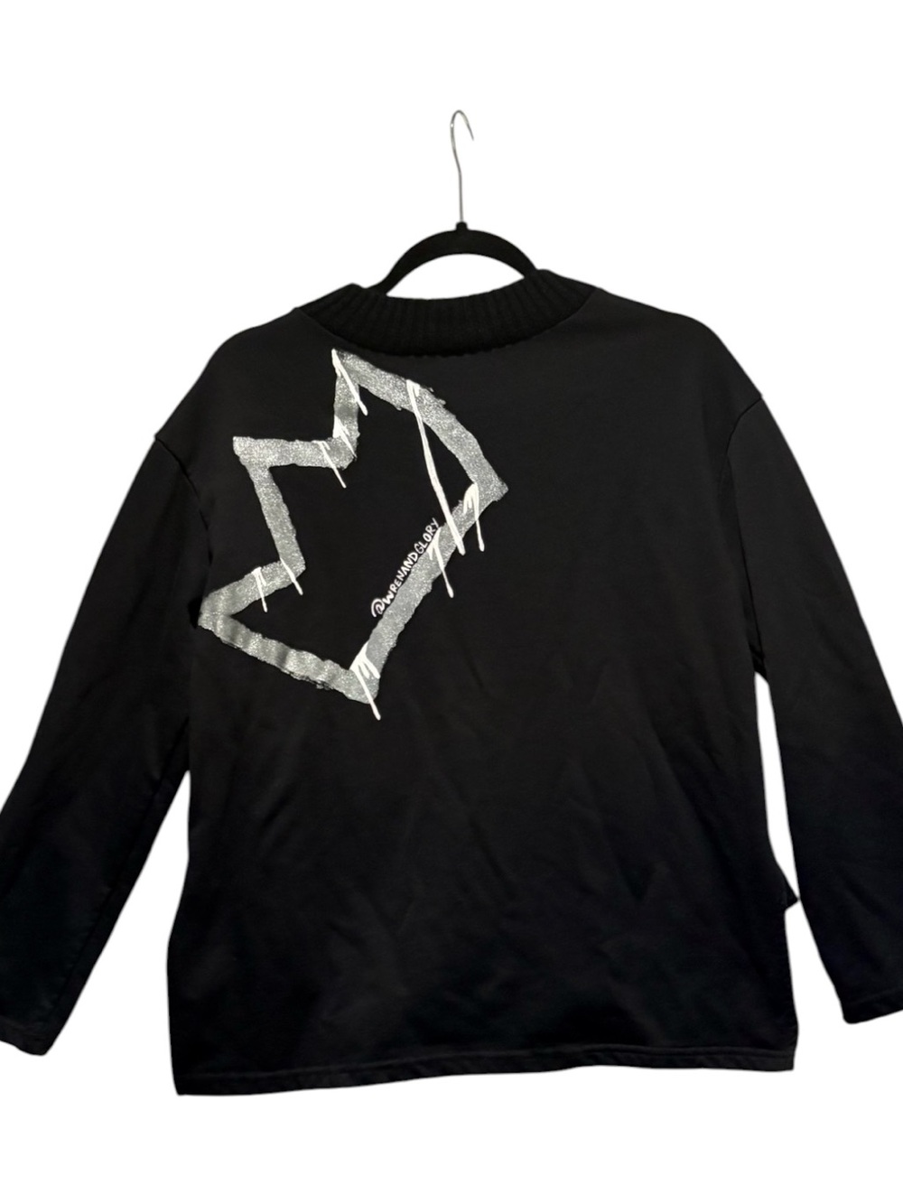 Wren and Glory Hand Painted Dripping Crown Women's Sweatshirt. Black